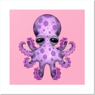 Cute Purple Baby Octopus Posters and Art